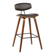 Fox 25.5" Counter Height Brown Faux Leather and Walnut Wood Mid-Century Modern Bar Stool - Furniture City (CA)l