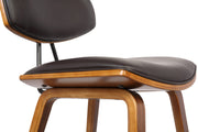 Fox 25.5" Counter Height Brown Faux Leather and Walnut Wood Mid-Century Modern Bar Stool - Furniture City (CA)l