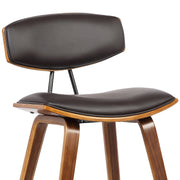 Fox 28.5" Bar Height Brown Faux Leather and Walnut Wood Mid-Century Modern Bar Stool - Furniture City (CA)l