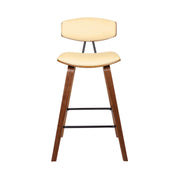 Fox 25.5" Counter Height Cream Faux Leather and Walnut Wood Mid-Century Modern Bar Stool - Furniture City (CA)l