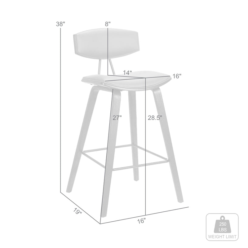 Fox 28.5" Bar Height Gray Faux Leather and Walnut Wood Mid-Century Modern Bar Stool - Furniture City (CA)l