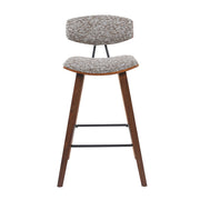 Fox Modern Swivel Counter Height Bar Stool with Speckled Brown Upholstered Seat and Walnut Wood Frame - Furniture City (CA)l
