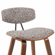 Fox Modern Swivel Counter Height Bar Stool with Speckled Brown Upholstered Seat and Walnut Wood Frame - Furniture City (CA)l