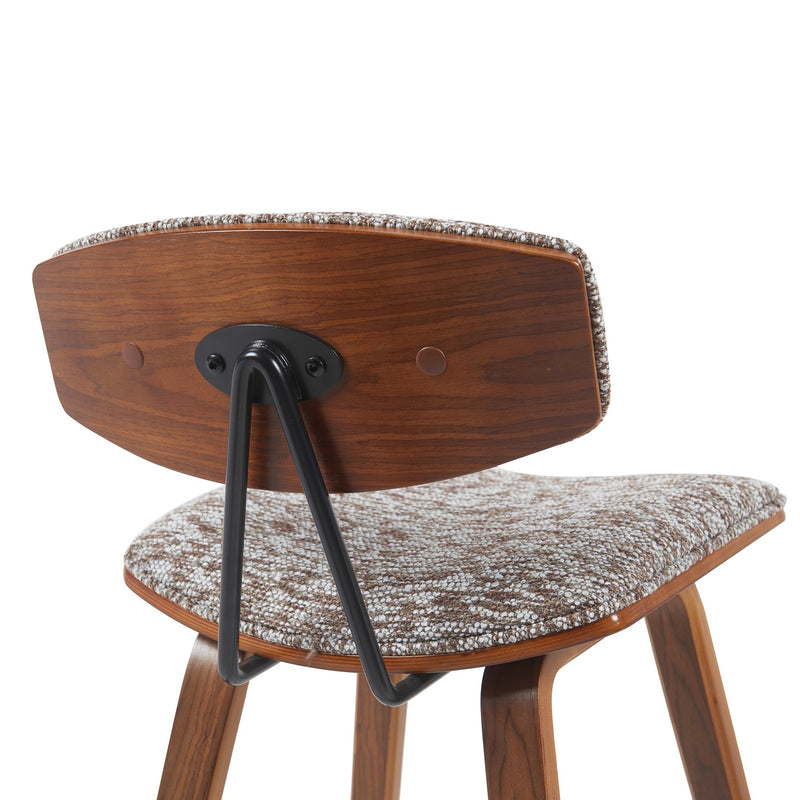 Fox Modern Swivel Counter Height Bar Stool with Speckled Brown Upholstered Seat and Walnut Wood Frame - Furniture City (CA)l