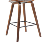 Fox Modern Swivel Counter Height Bar Stool with Speckled Brown Upholstered Seat and Walnut Wood Frame - Furniture City (CA)l