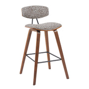 Fox Modern Swivel Bar Height Stool with Speckled Brown Upholstered Seat and Walnut Wood Frame - Furniture City (CA)l