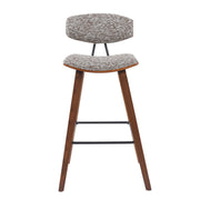 Fox Modern Swivel Bar Height Stool with Speckled Brown Upholstered Seat and Walnut Wood Frame - Furniture City (CA)l
