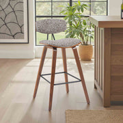 Fox Modern Swivel Bar Height Stool with Speckled Brown Upholstered Seat and Walnut Wood Frame - Furniture City (CA)l