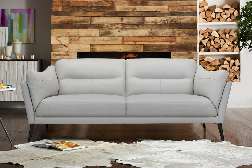 Franz 87" Modern Dove Gray Genuine Leather Sofa