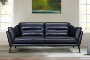 Franz 87" Modern Blue Genuine Leather Sofa - Furniture City (CA)l