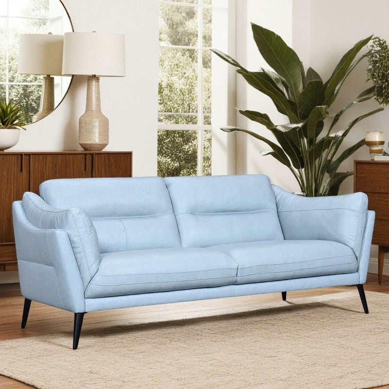 Franz Sky Blue Leather Sofa - Furniture City (CA)l