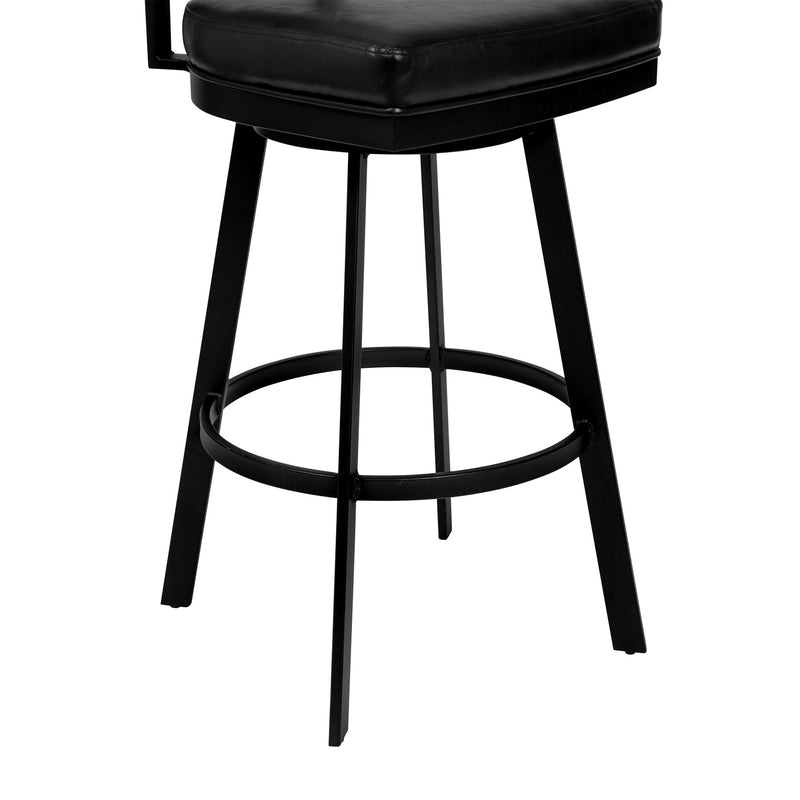 Frisco 30" Bar Height Barstool in Matte Black Finish with Black Faux Leather and Gray Walnut - Furniture City (CA)l