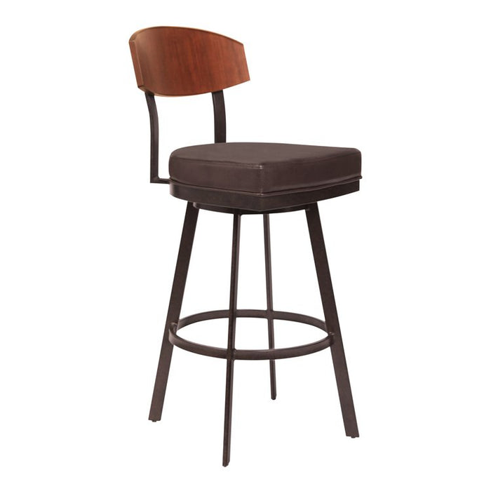 Frisco 26" Counter Height Barstool in Auburn Bay with Brown Faux Leather and Sedona Wood