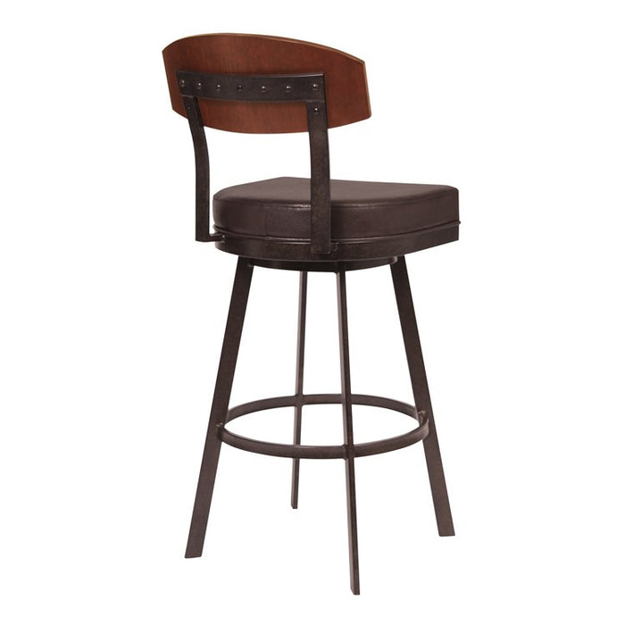 Frisco 26" Counter Height Barstool in Auburn Bay with Brown Faux Leather and Sedona Wood