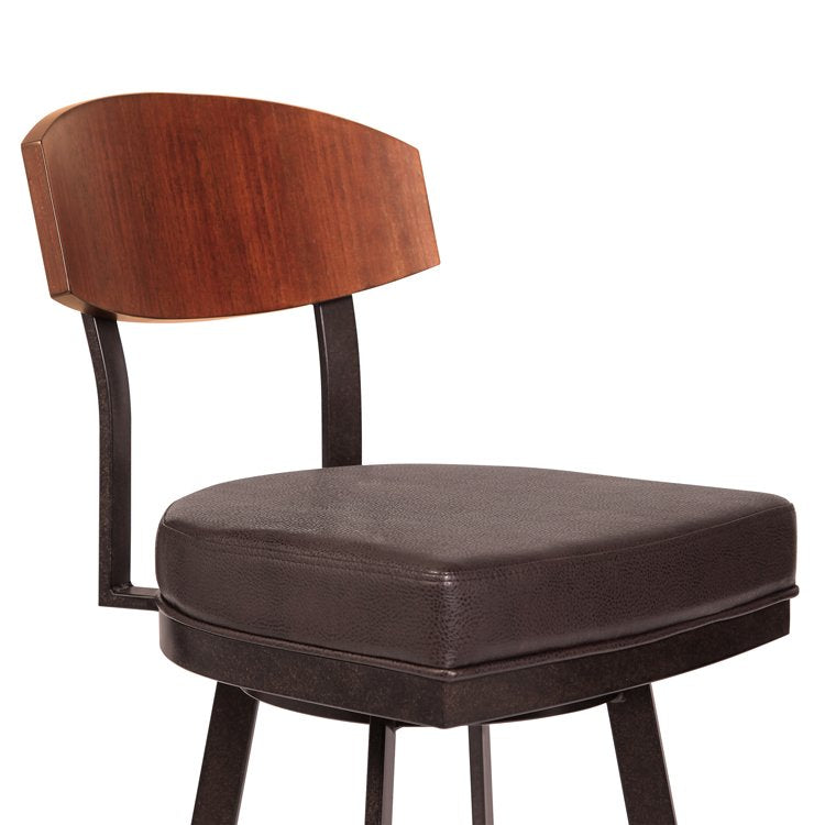 Frisco 26" Counter Height Barstool in Auburn Bay with Brown Faux Leather and Sedona Wood - Furniture City (CA)l