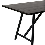 Frinton Outdoor Patio Dark Eucalyptus Wood and Metal Rectangle Dining Table - Furniture City (CA)l