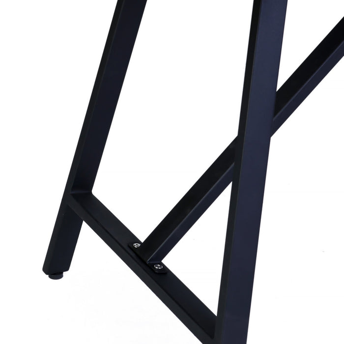 Frinton Outdoor Patio Light Eucalyptus Wood and Metal Rectangle Dining Table