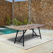 Frinton Outdoor Patio Light Eucalyptus Wood and Metal Rectangle Dining Table - Furniture City (CA)l