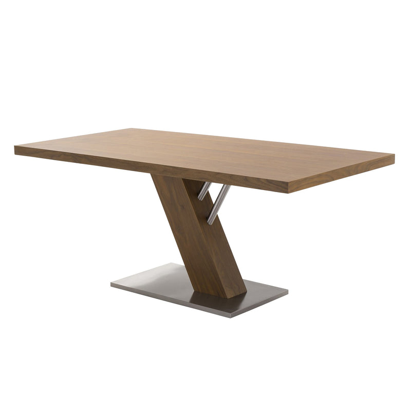 Fusion Contemporary Dining Table In Walnut Wood Top and Stainless Steel - Furniture City (CA)l