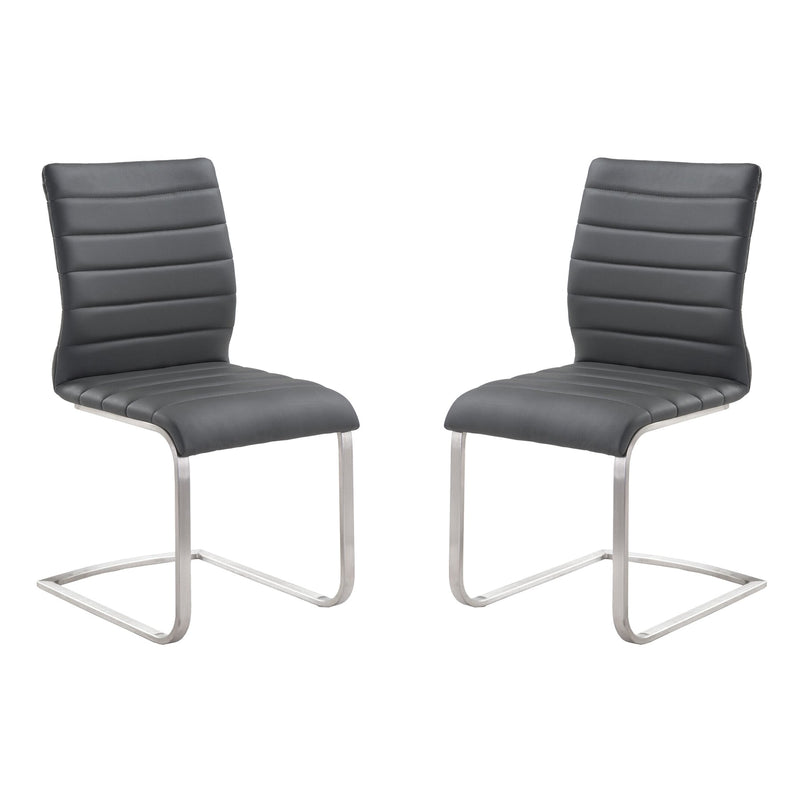 Fusion Contemporary Side Chair In Gray and Stainless Steel - Set of 2 - Furniture City (CA)l