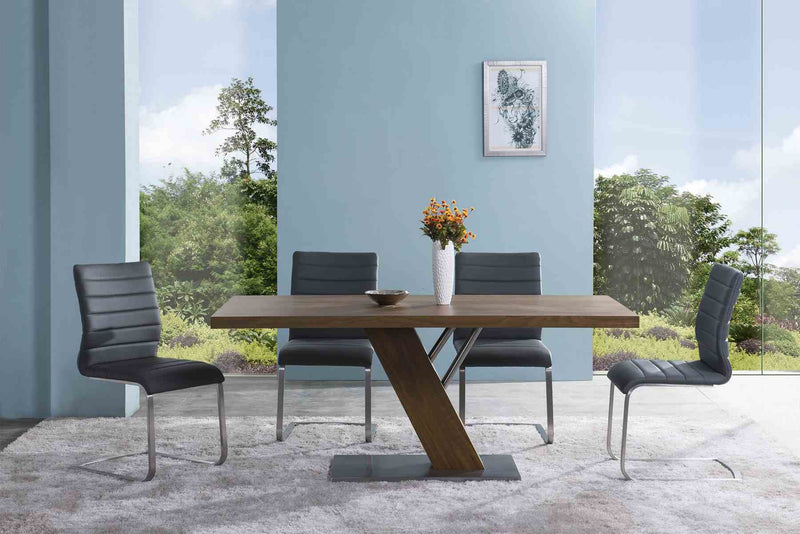 Fusion Contemporary Side Chair In Gray and Stainless Steel - Set of 2 - Furniture City (CA)l