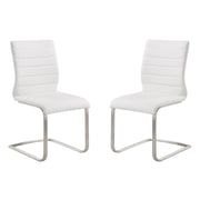 Fusion Contemporary Side Chair In White and Stainless Steel - Set of 2 - Furniture City (CA)l