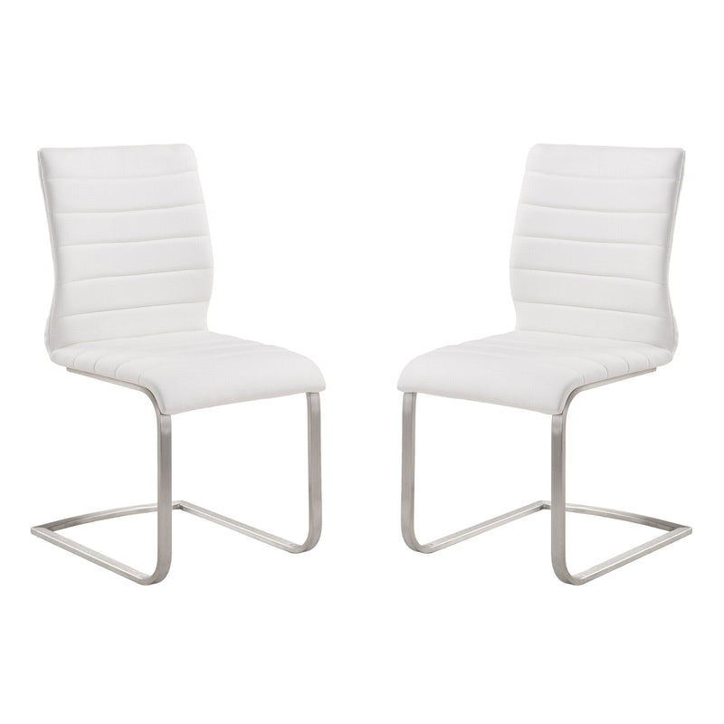 Fusion Contemporary Side Chair In White and Stainless Steel - Set of 2 - Furniture City (CA)l
