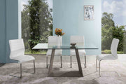 Fusion Contemporary Side Chair In White and Stainless Steel - Set of 2 - Furniture City (CA)l