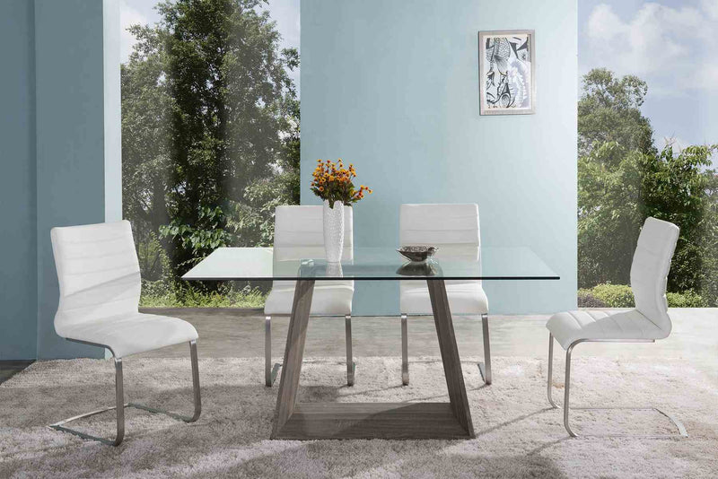 Fusion Contemporary Side Chair In White and Stainless Steel - Set of 2 - Furniture City (CA)l