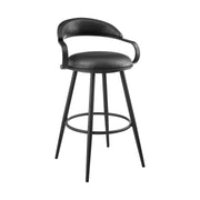 Gardenia 26" Swivel Counter Stool in Black Iron with Vintage Black Faux Leather - Furniture City (CA)l