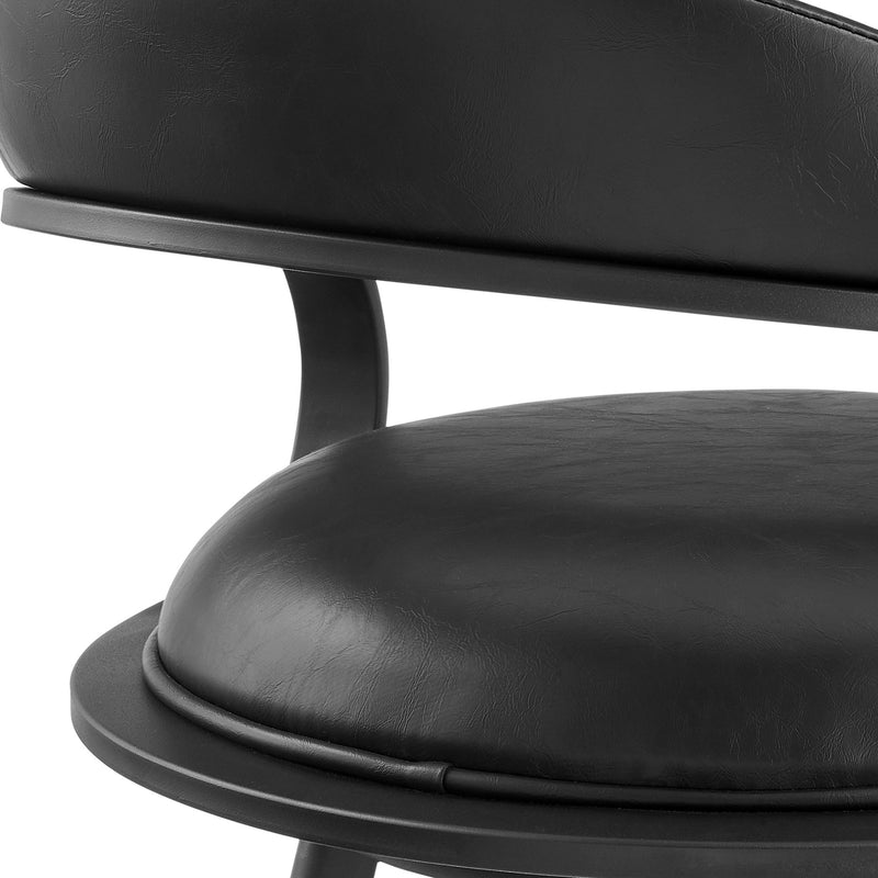 Gardenia 26" Swivel Counter Stool in Black Iron with Vintage Black Faux Leather - Furniture City (CA)l