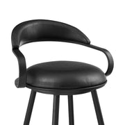 Gardenia 30" Swivel Bar Stool in Black Iron with Vintage Black Faux Leather - Furniture City (CA)l