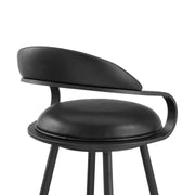 Gardenia 30" Swivel Bar Stool in Black Iron with Vintage Black Faux Leather - Furniture City (CA)l