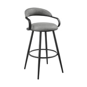 Gardenia 26" Swivel Counter Stool in Black Iron with Vintage Gray Faux Leather - Furniture City (CA)l