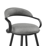 Gardenia 26" Swivel Counter Stool in Black Iron with Vintage Gray Faux Leather - Furniture City (CA)l