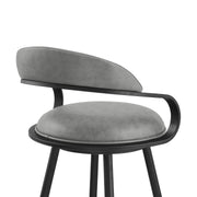 Gardenia 26" Swivel Counter Stool in Black Iron with Vintage Gray Faux Leather - Furniture City (CA)l