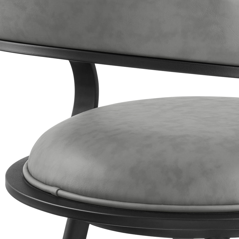 Gardenia 30" Swivel Bar Stool in Black Iron with Vintage Gray Faux Leather - Furniture City (CA)l