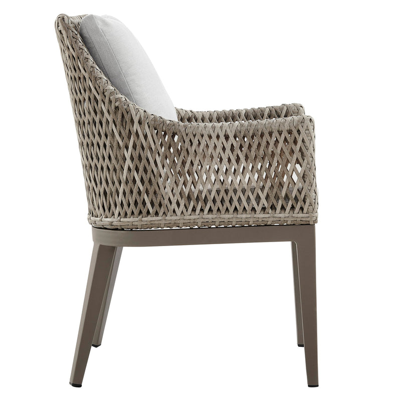 Grenada Outdoor Wicker and Aluminum Gray Dining Chair with Beige Cushions - Set of 2 - Furniture City (CA)l