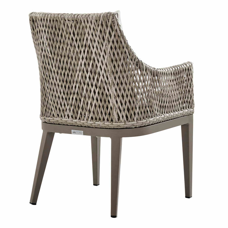 Grenada Outdoor Wicker and Aluminum Gray Dining Chair with Beige Cushions - Set of 2 - Furniture City (CA)l