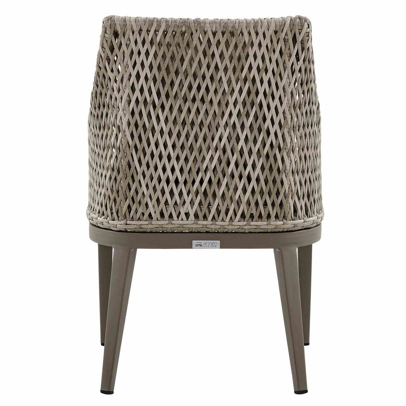 Grenada Outdoor Wicker and Aluminum Gray Dining Chair with Beige Cushions - Set of 2 - Furniture City (CA)l