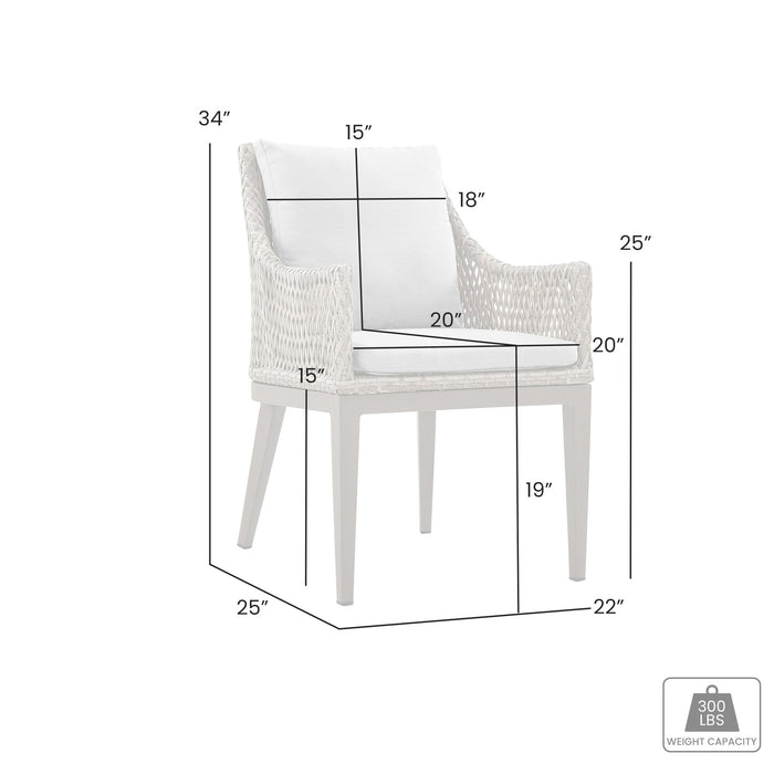 Grenada Outdoor Wicker and Aluminum Gray Dining Chair with Beige Cushions - Set of 2