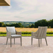 Grenada Outdoor Wicker and Aluminum Gray Dining Chair with Beige Cushions - Set of 2 - Furniture City (CA)l