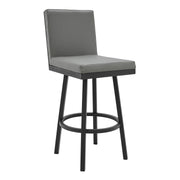 Gem 26" Swivel Modern Black Metal and Gray Faux Leather Bar and Counter Stool - Furniture City (CA)l