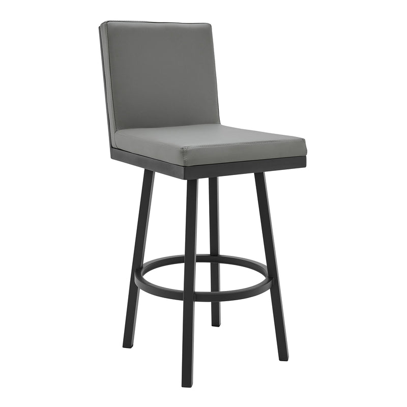 Gem 26" Swivel Modern Black Metal and Gray Faux Leather Bar and Counter Stool - Furniture City (CA)l