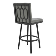 Gem 26" Swivel Modern Black Metal and Gray Faux Leather Bar and Counter Stool - Furniture City (CA)l