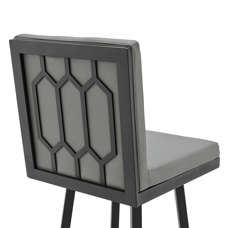 Gem 26" Swivel Modern Black Metal and Gray Faux Leather Bar and Counter Stool - Furniture City (CA)l