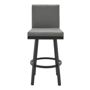 Gem Swivel Modern Black Metal and Gray Faux Leather Bar and Counter Stool - Furniture City (CA)l