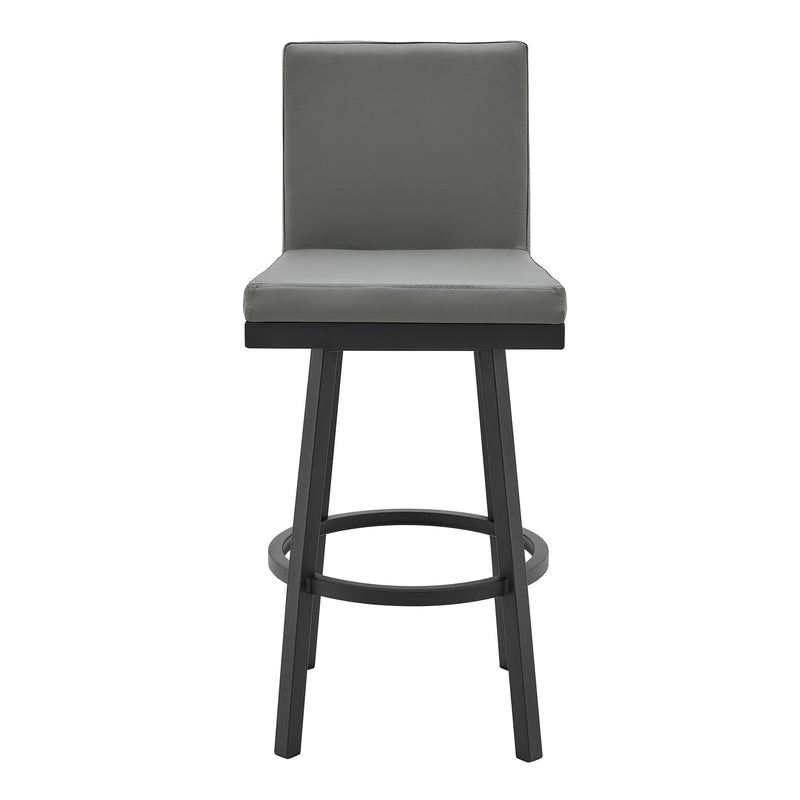 Gem Swivel Modern Black Metal and Gray Faux Leather Bar and Counter Stool - Furniture City (CA)l
