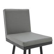 Gem Swivel Modern Black Metal and Gray Faux Leather Bar and Counter Stool - Furniture City (CA)l