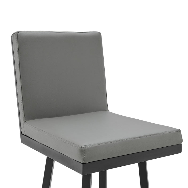 Gem Swivel Modern Black Metal and Gray Faux Leather Bar and Counter Stool - Furniture City (CA)l
